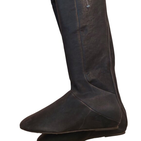 BCBGMAXAZARIA Hughes Charcoal/Grey Over-the-Knee Leather Flat Boots $495 - Picture 6 of 7